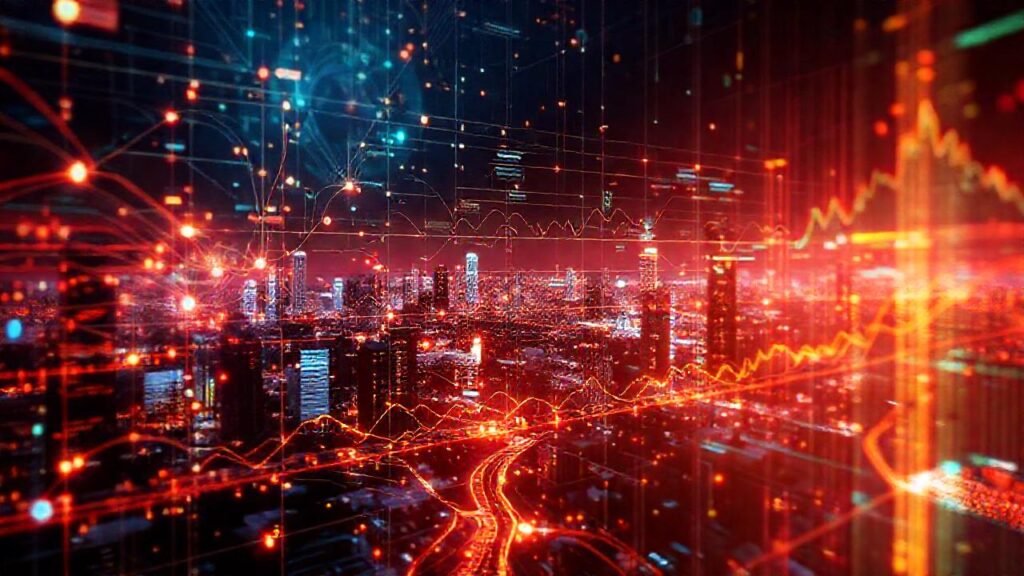 Visualizaciones de datos futuristas y analíticas