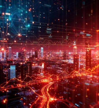 Visualizaciones de datos futuristas y analíticas