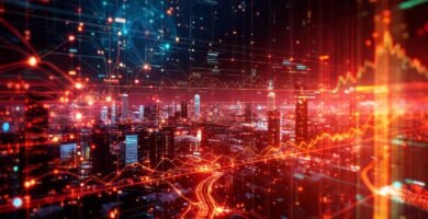 Visualizaciones de datos futuristas y analíticas