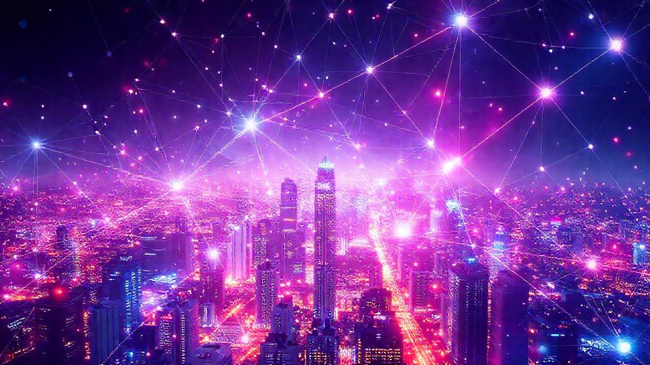 Ciudad futurista digital, vibrante y dinámica