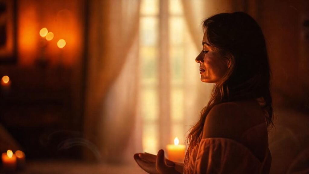 Meditación serena en luz cálida