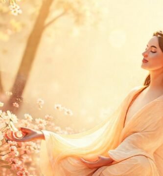 Mujer serena medita en calma