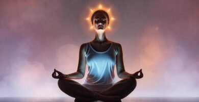 La mujer meditante irradia paz interior