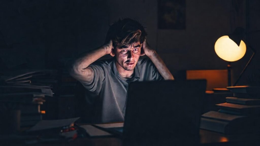 Estudiante ansioso en un espacio tranquilo