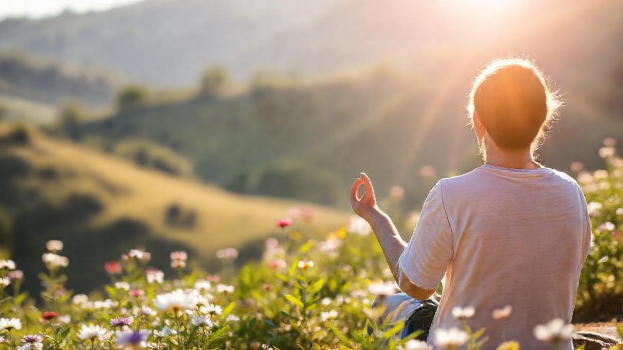 Meditación encuentra paz y florecimiento natural