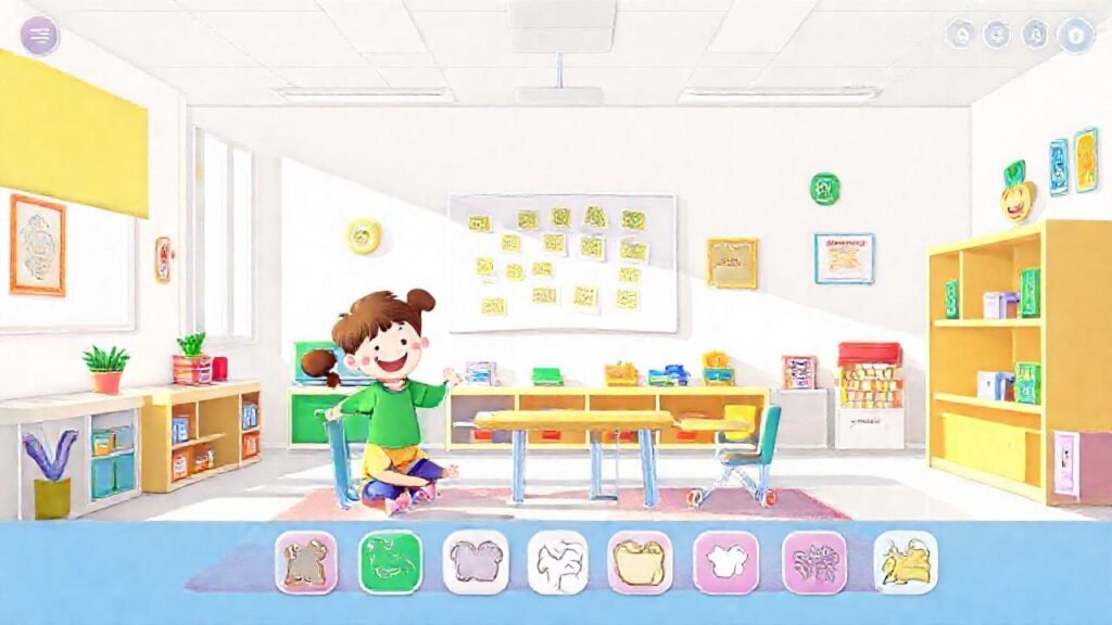 Niños felices aprenden en un entorno digital