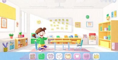 Niños felices aprenden en un entorno digital