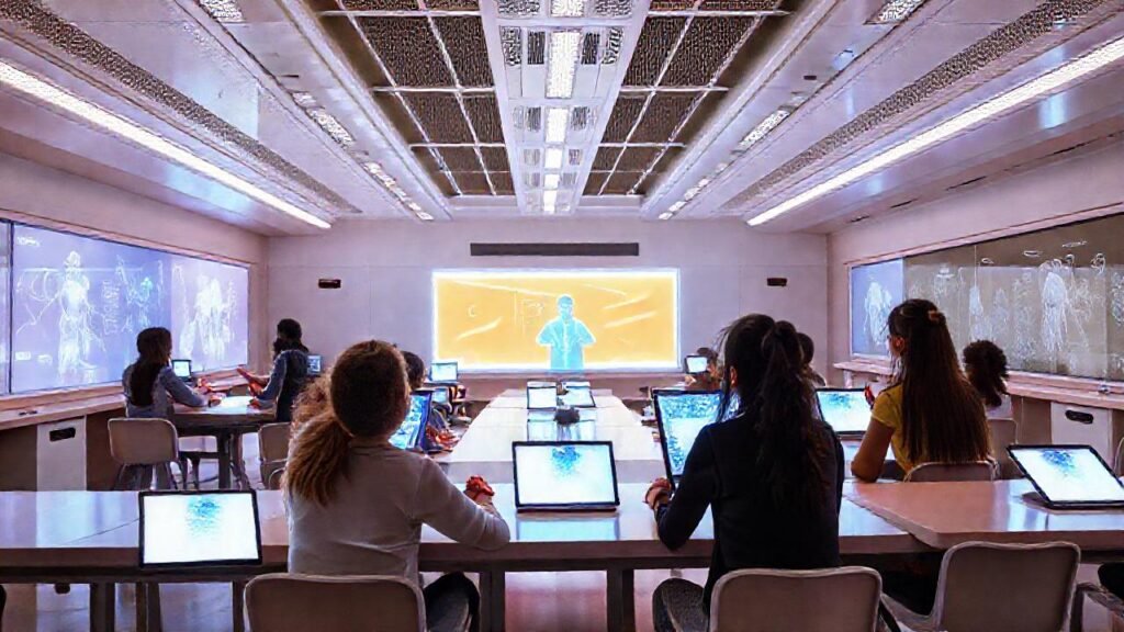 Clase futurista: aprendizaje tecnológico y brillante