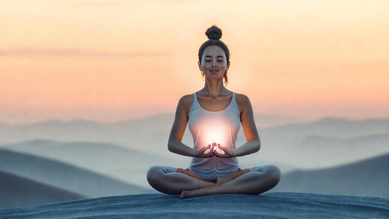 Meditación serena emana luz y calma