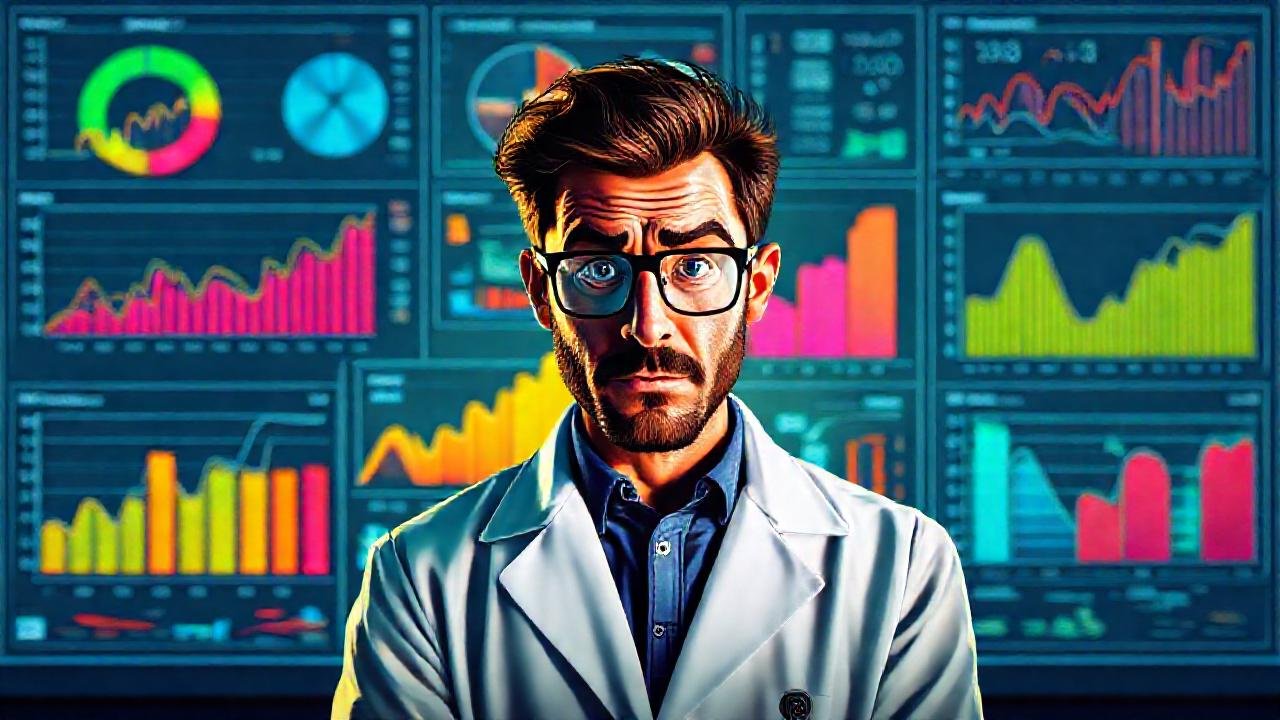 Científico analiza datos complejos con gráficos