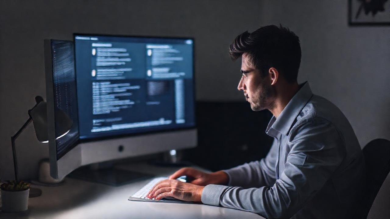 Concentración digital en un espacio sereno