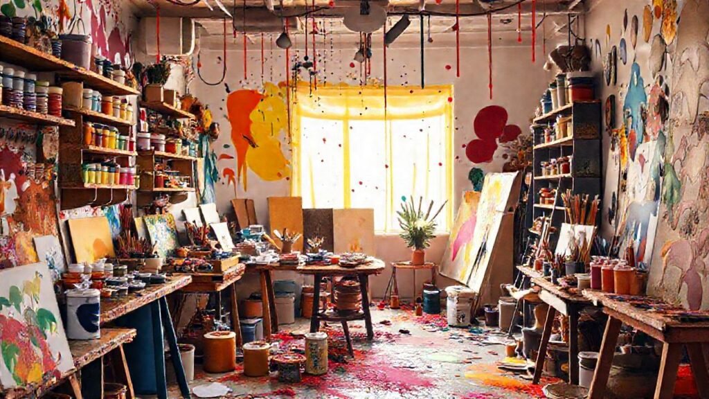 Un estudio vibrante expresa alegría creativa