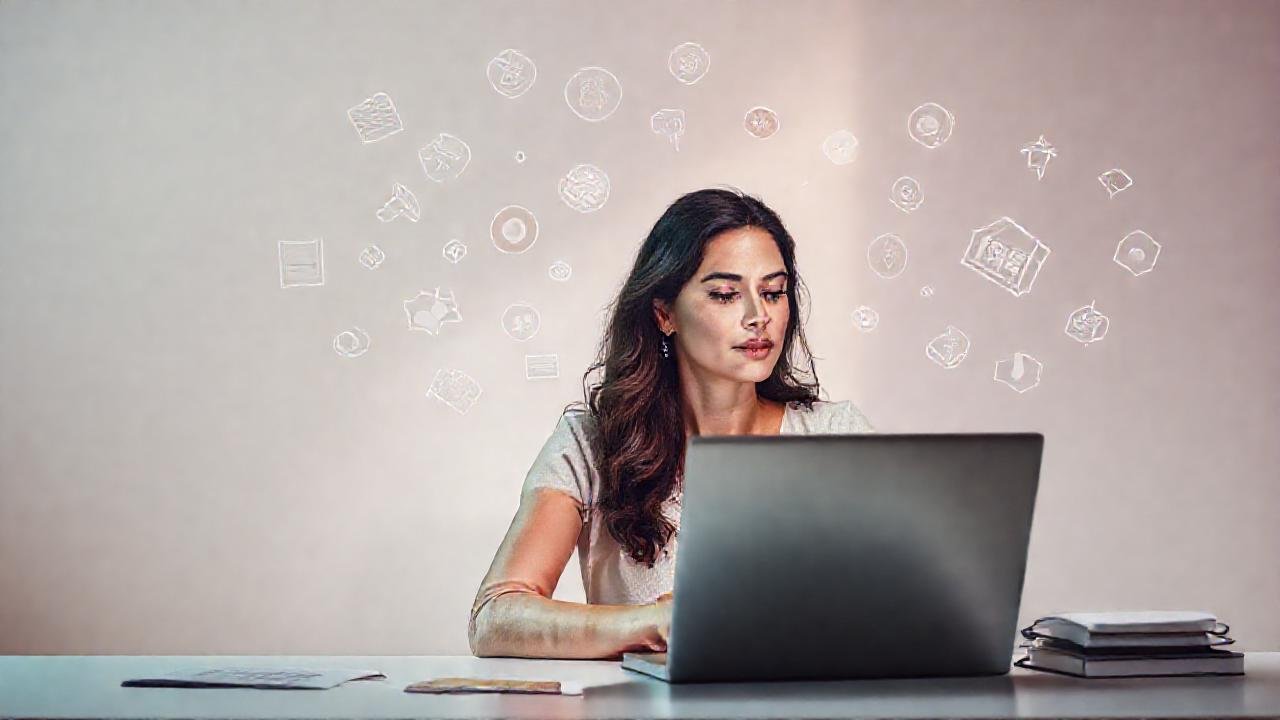 Mujer consciente, productividad enfocada y serena