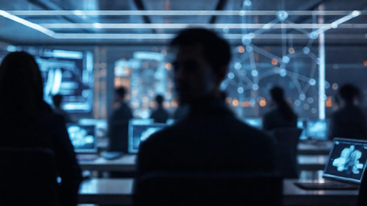 Oficina futurista, calma y minimalista