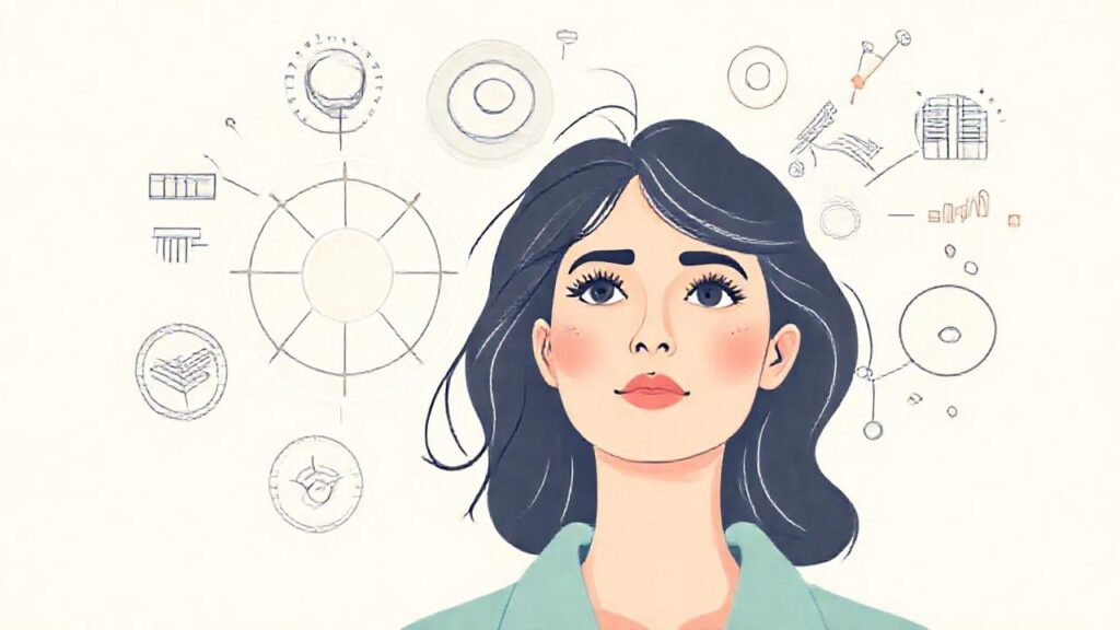Mujer consciente: productividad visualmente serena