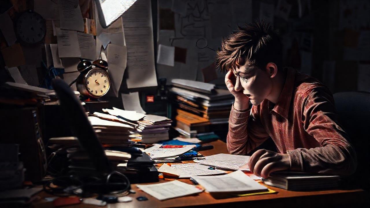 El estudiante está abrumado y frustrado